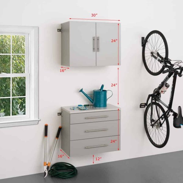 HangUps 30-in W x 72-in H Wood Composite Light Gray Wall-mount Utility Storage Cabinet
