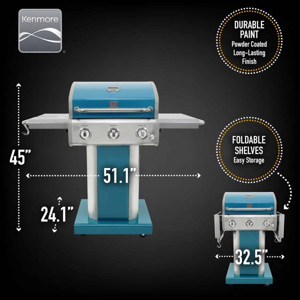 Teal 3-Burner Liquid Propane Gas Grill