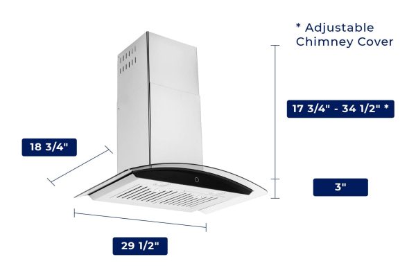 Hauslane Chef 30-in 450-CFM Convertible Stainless Steel Wall-Mounted Range Hood