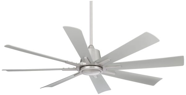 Vieja 54   Vieja Inspirit Brushed Steel Damp LED Remote Ceiling Fan