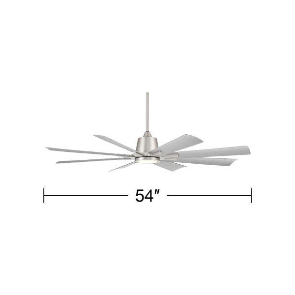 Vieja 54   Vieja Inspirit Brushed Steel Damp LED Remote Ceiling Fan