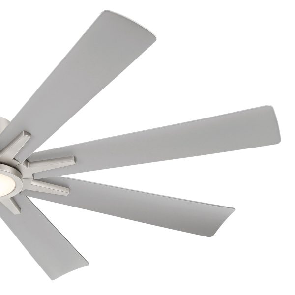 Vieja 54   Vieja Inspirit Brushed Steel Damp LED Remote Ceiling Fan