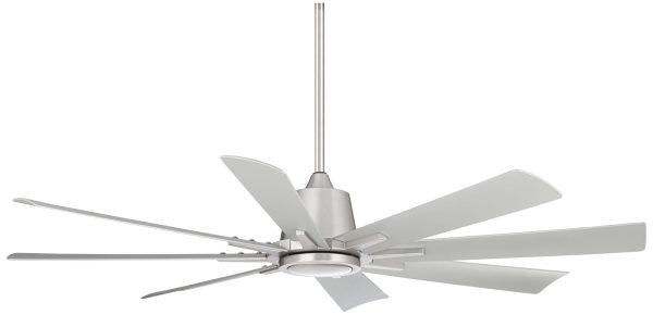 Vieja 54   Vieja Inspirit Brushed Steel Damp LED Remote Ceiling Fan