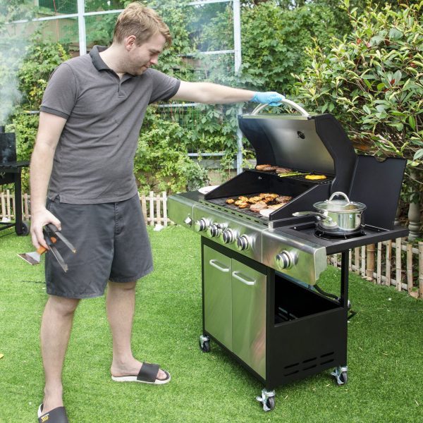 Sophia   William Stainless Steel Portable 4-Burner Propane Gas Grill with Side Burner