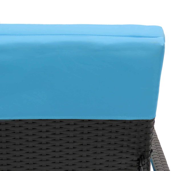 Outdoor Living Poly-lumber Frame Stationary Chaise Lounge Chair with Blue Cushioned Seat