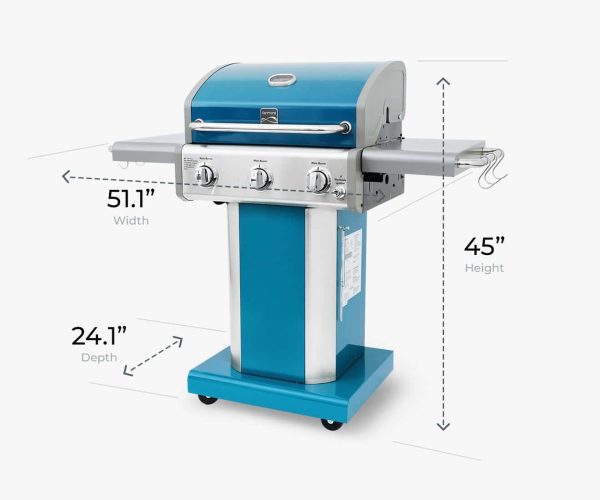 Teal 3-Burner Liquid Propane Gas Grill