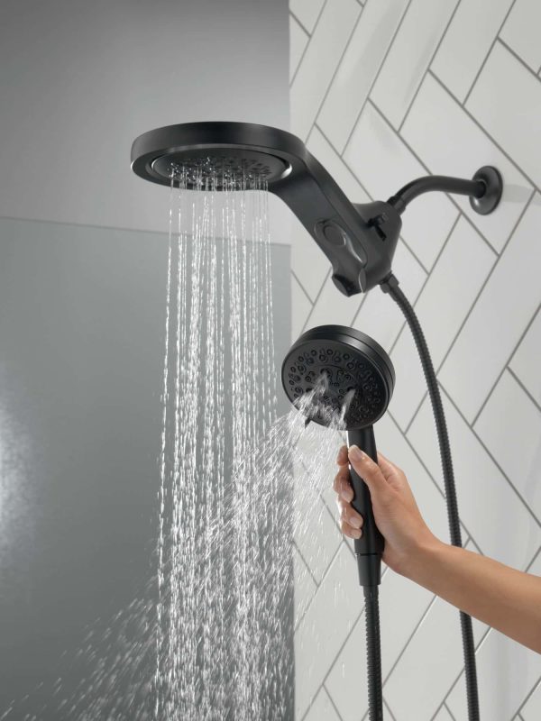 Matte Black Round Rain Shower Head Handheld Shower Head 2.5-GPM (9.5-LPM)