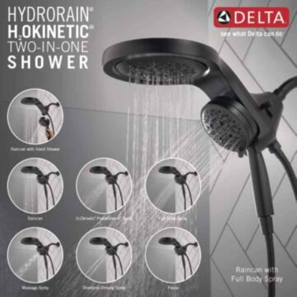 Matte Black Round Rain Shower Head Handheld Shower Head 2.5-GPM (9.5-LPM)