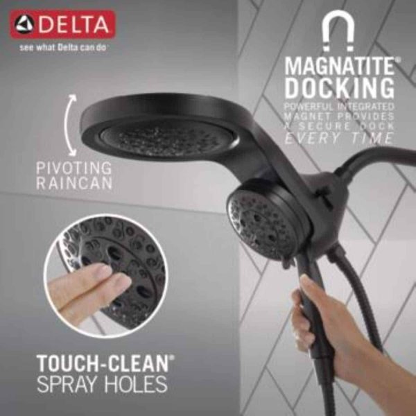Matte Black Round Rain Shower Head Handheld Shower Head 2.5-GPM (9.5-LPM)