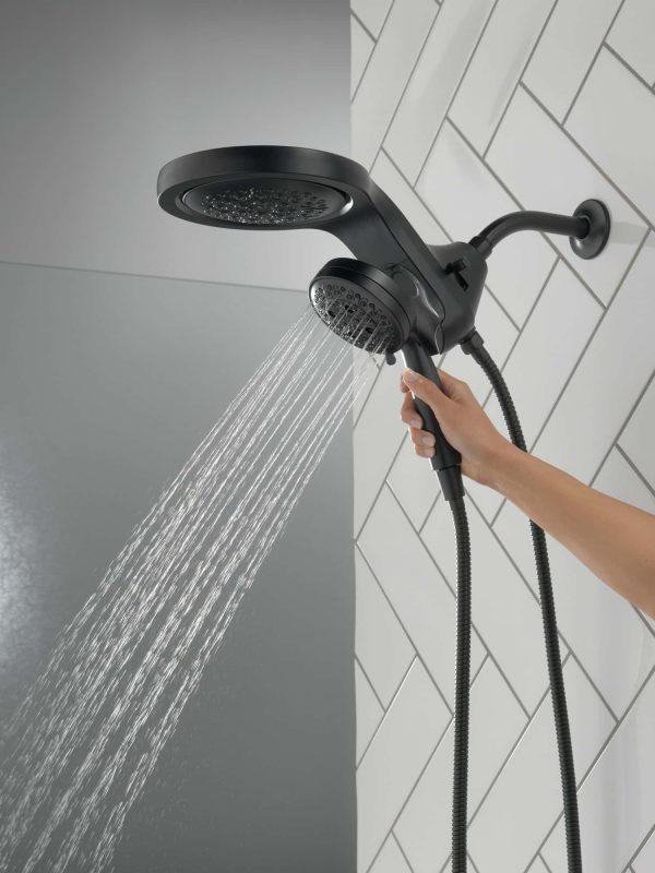Matte Black Round Rain Shower Head Handheld Shower Head 2.5-GPM (9.5-LPM)