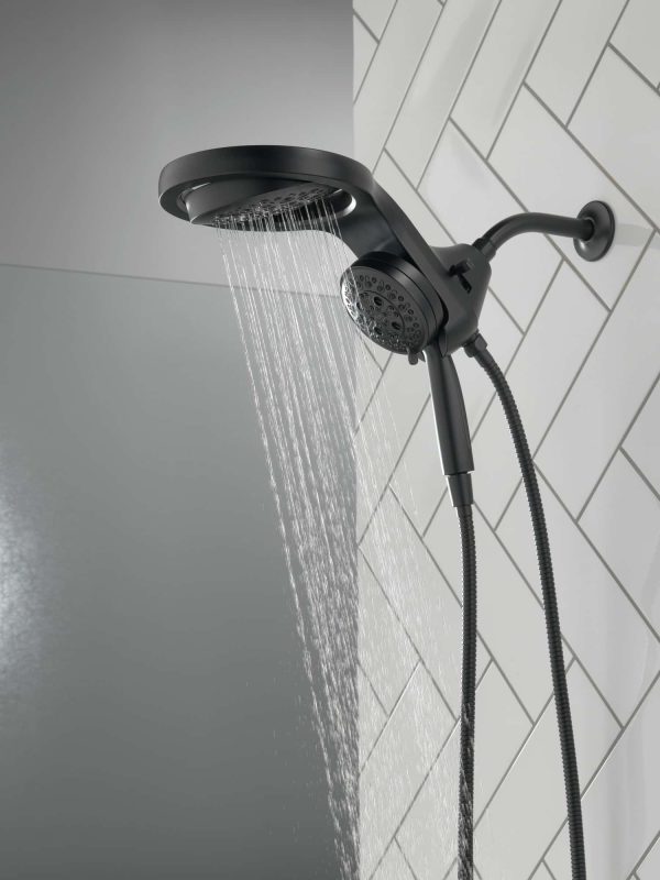 Matte Black Round Rain Shower Head Handheld Shower Head 2.5-GPM (9.5-LPM)