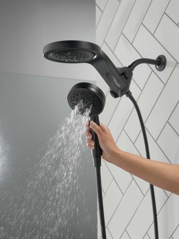 Matte Black Round Rain Shower Head Handheld Shower Head 2.5-GPM (9.5-LPM)