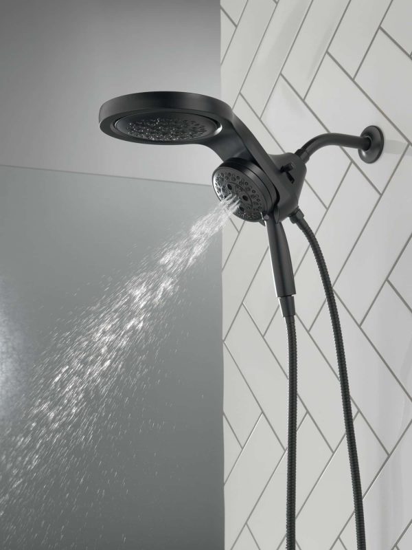 Matte Black Round Rain Shower Head Handheld Shower Head 2.5-GPM (9.5-LPM)
