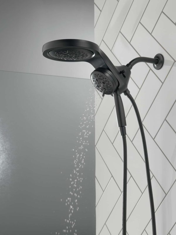 Matte Black Round Rain Shower Head Handheld Shower Head 2.5-GPM (9.5-LPM)