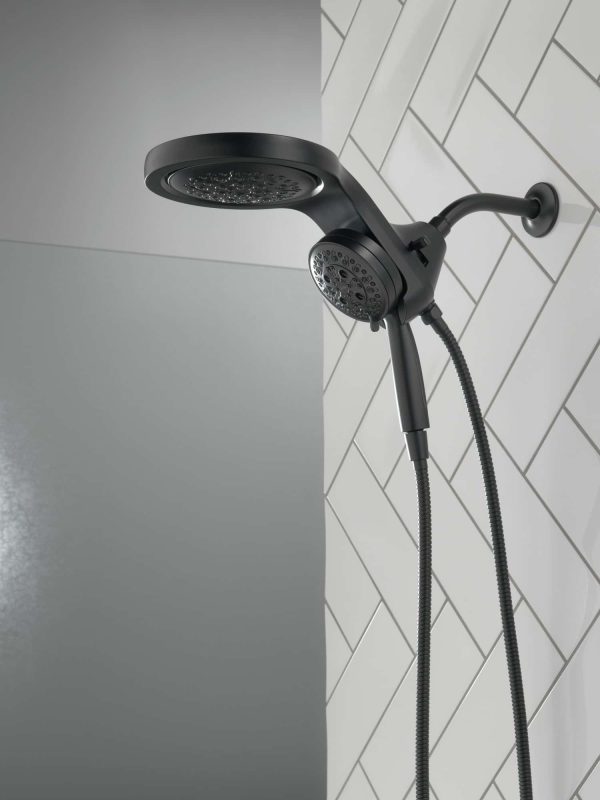 Matte Black Round Rain Shower Head Handheld Shower Head 2.5-GPM (9.5-LPM)