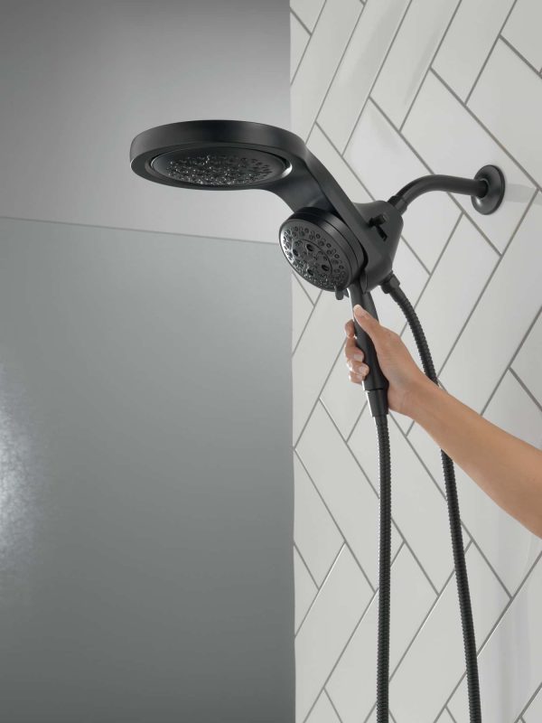 Matte Black Round Rain Shower Head Handheld Shower Head 2.5-GPM (9.5-LPM)