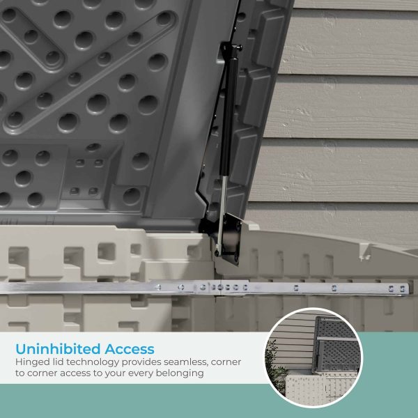 Suncast 5.9 ft. x 3.7 ft Horizontal Stow-Away Storage Shed   Natural Wood-like Outdoor Storage for Trash Cans and Yard Tools