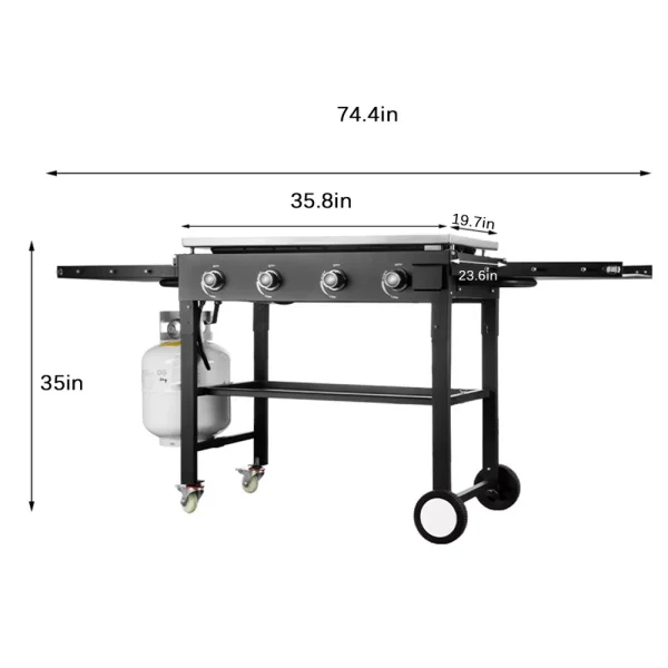 SKOYON 4-Burner Outdoor Gas Grill Propane Griddle Cooking Station