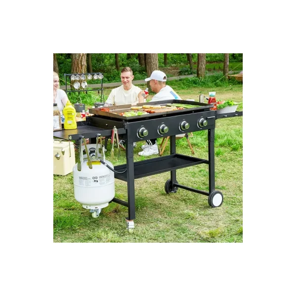 SKOYON 4-Burner Outdoor Gas Grill Propane Griddle Cooking Station