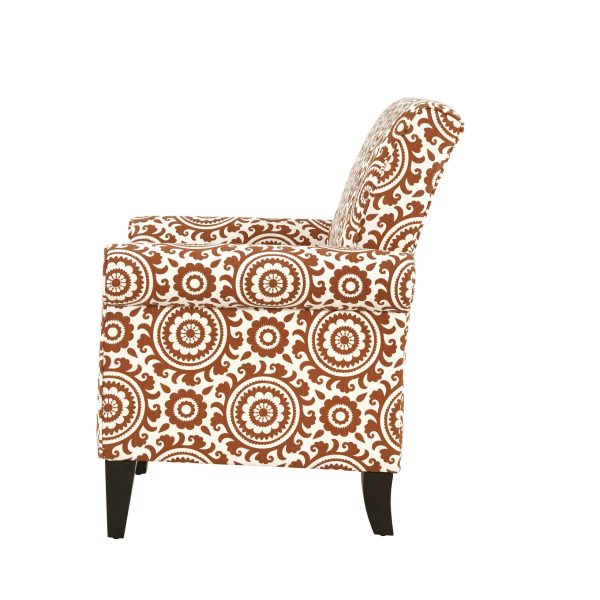 Handy Living Jean Orange and Cream Medallion Arm Chair, Fabric