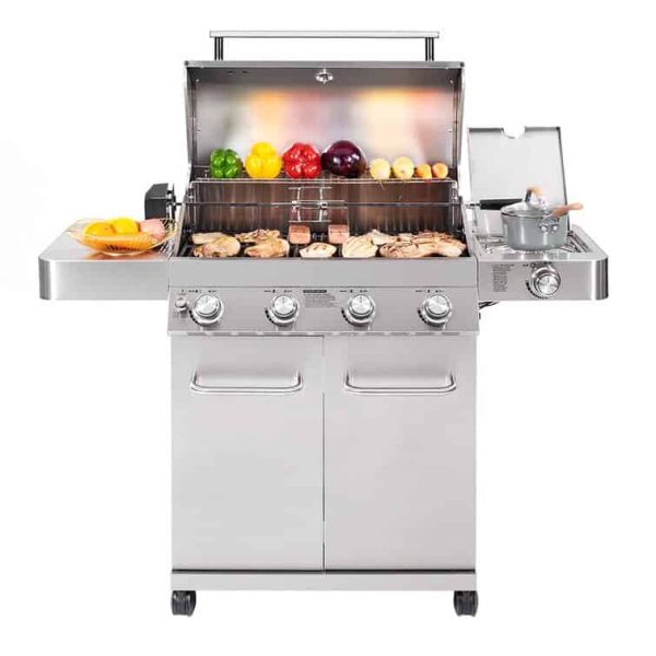 Grills 4   Burner Built In Liquid Propane 60000 BTU Gas Grill with Side Burner and Cabinet