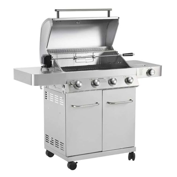Grills 4   Burner Built In Liquid Propane 60000 BTU Gas Grill with Side Burner and Cabinet