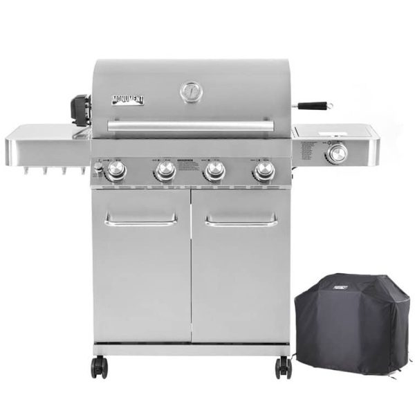 Grills 4   Burner Built In Liquid Propane 60000 BTU Gas Grill with Side Burner and Cabinet