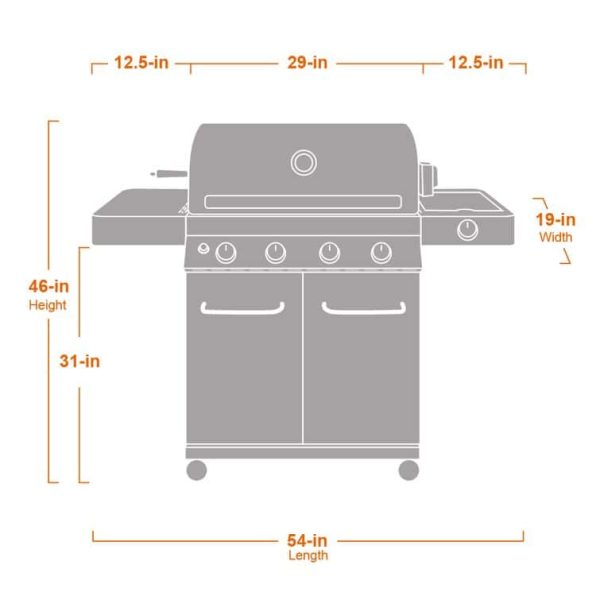 Grills 4   Burner Built In Liquid Propane 60000 BTU Gas Grill with Side Burner and Cabinet