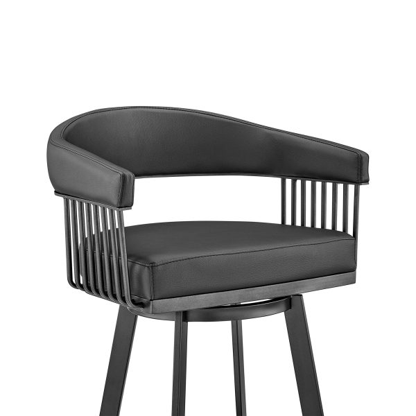 Chelsea 25  Black Faux Leather Metal Swivel Counter Stool