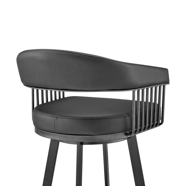 Chelsea 25  Black Faux Leather Metal Swivel Counter Stool