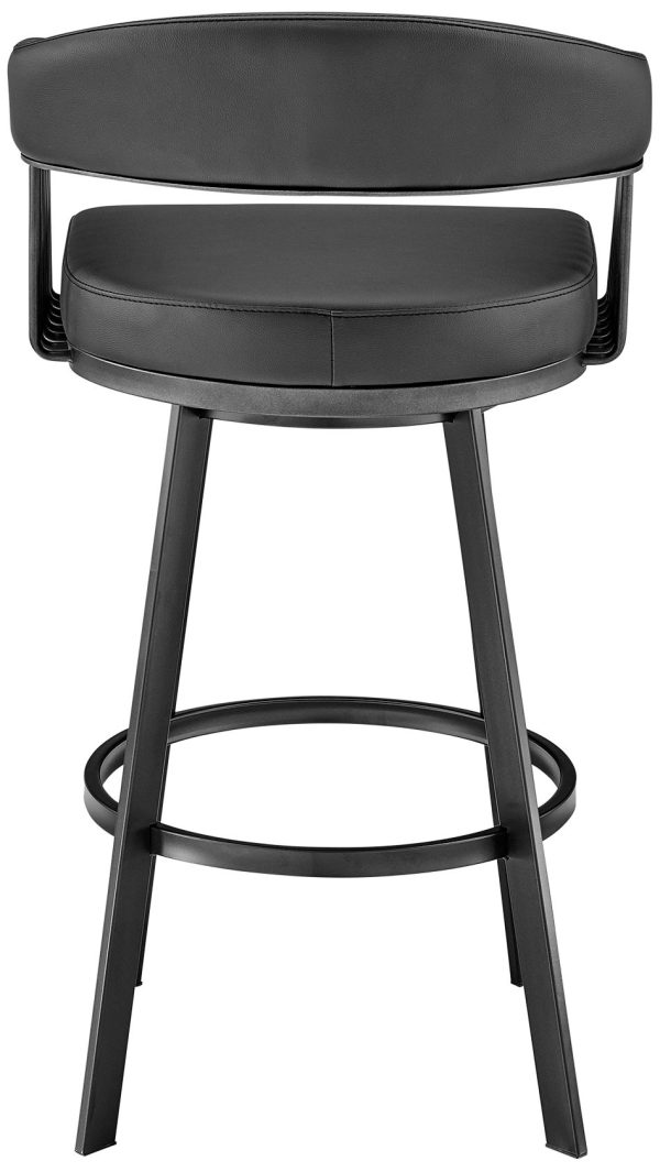 Chelsea 25  Black Faux Leather Metal Swivel Counter Stool