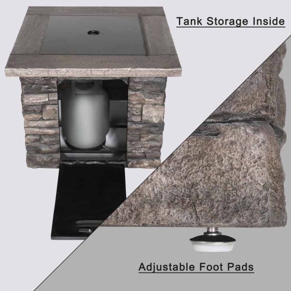 PG0601-04-5 Outdoor Propane Gas Fire Pit 31 in. Square Fire Table for Outside Patio with Free Lava Rocks and Cover