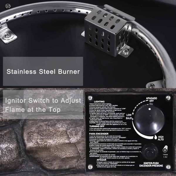 PG0601-04-5 Outdoor Propane Gas Fire Pit 31 in. Square Fire Table for Outside Patio with Free Lava Rocks and Cover