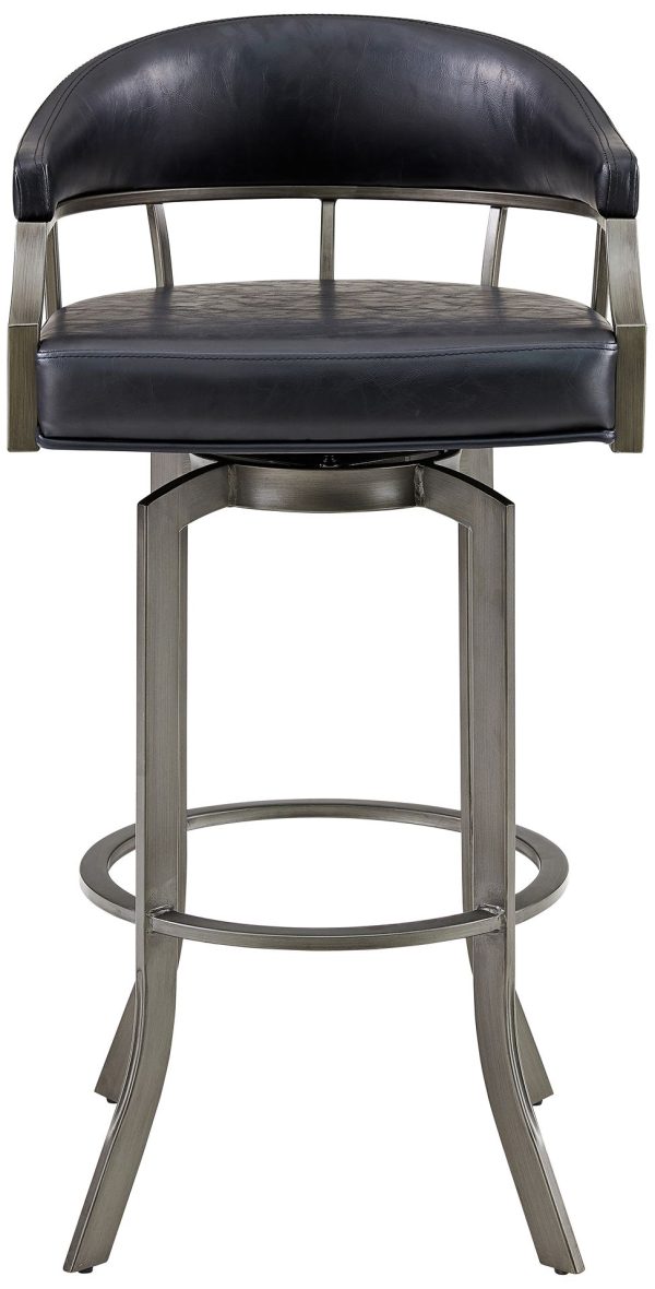 Edy 30  Black Faux Leather Swivel Barstool