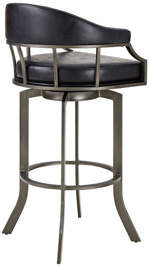 Edy 30  Black Faux Leather Swivel Barstool