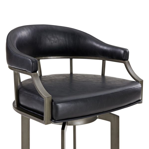 Edy 30  Black Faux Leather Swivel Barstool