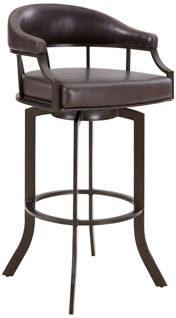 Edy 30  Brown Faux Leather Swivel Barstool