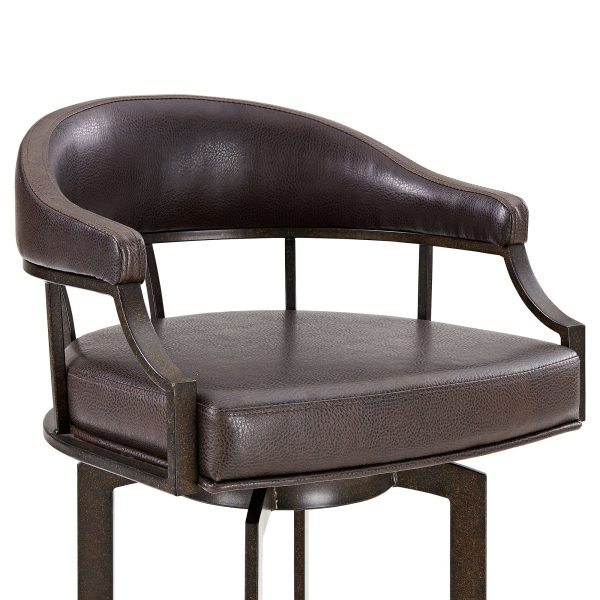 Edy 30  Brown Faux Leather Swivel Barstool