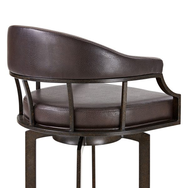 Edy 30  Brown Faux Leather Swivel Barstool