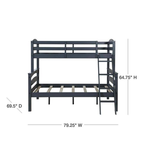 Dorel Living  Brady Twin Over Full Gray Wood Bunk Bed
