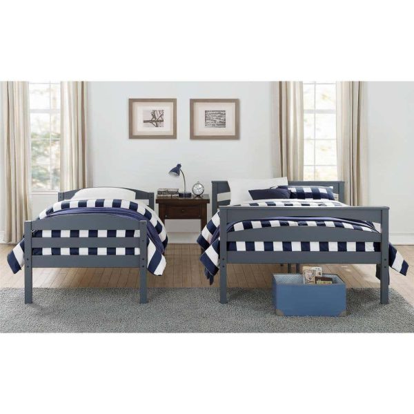 Dorel Living  Brady Twin Over Full Gray Wood Bunk Bed