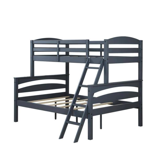 Dorel Living  Brady Twin Over Full Gray Wood Bunk Bed
