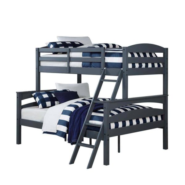 Dorel Living  Brady Twin Over Full Gray Wood Bunk Bed