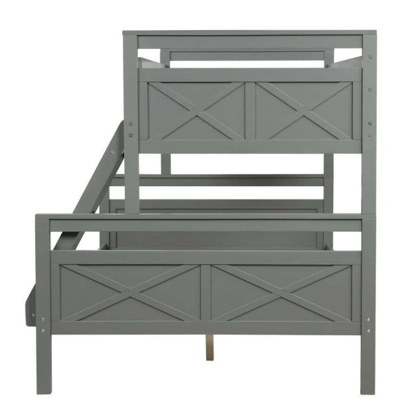 Bright Designs  Gray Twin Over Full Wood Bunk Bed with Ladder