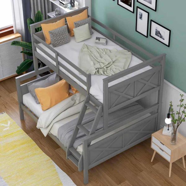 Bright Designs  Gray Twin Over Full Wood Bunk Bed with Ladder