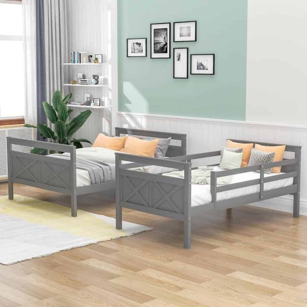 Bright Designs  Gray Twin Over Full Wood Bunk Bed with Ladder