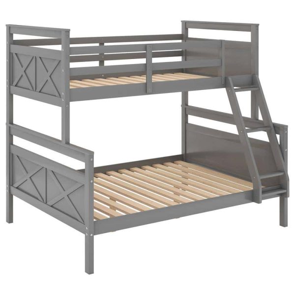 Bright Designs  Gray Twin Over Full Wood Bunk Bed with Ladder
