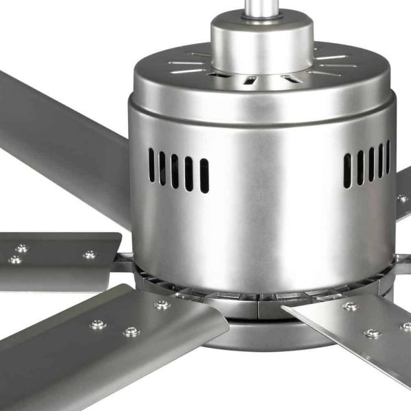 Hubbell Lighting Hubbell Industrial 96 in. Six-Blade Indoor/Outdoor Nickel Dual Mount Ceiling Fan with Wall Control