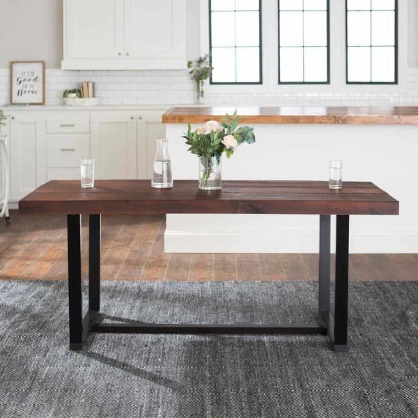 Furniture Company  Durango 72 in. Mahogany Rustic Urban Industrial Farmhouse Distressed Solid Wood Dining Table