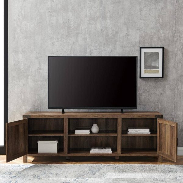 Furniture Company  70 in. Rustic Oak Composite TV Stand 75 in. with Doors